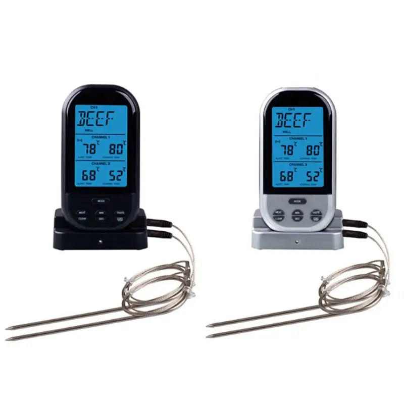 

Double Probes Wireless Digital kitchen Thermometer Double Probes Temperature Timer Alarm for Cooking Meat Grill Oven Food BBQ