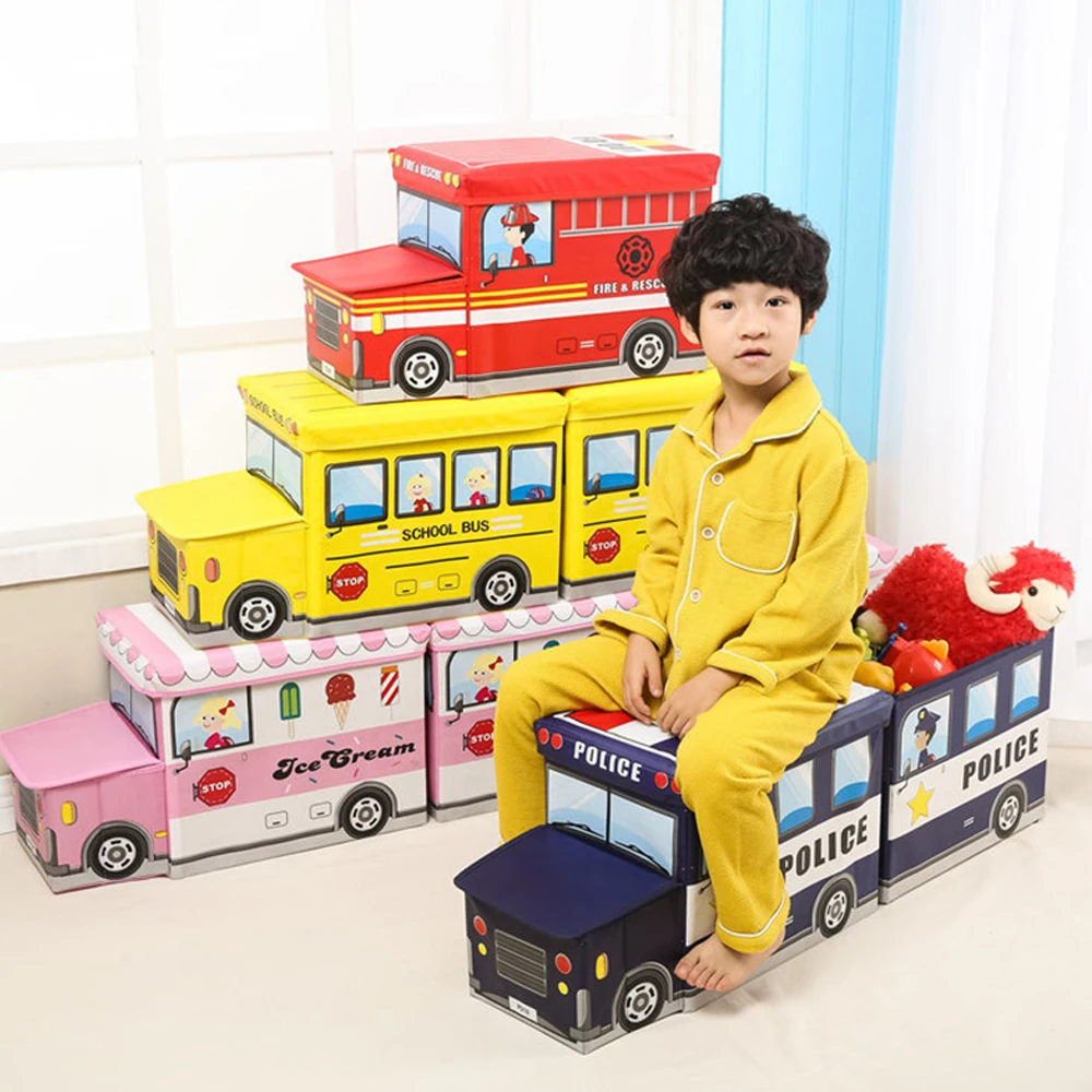 Enjoybay 2 in 1 Bus Shape Storage Box Mutifunctional Storage Chair for Baby Toys Clothes Kids Cartoon Car Toy Storage Basket Enjoybay 2 in 1 Bus Shape Storage Box Mutifunctional Storage Chair for Baby Toys Clothes Kids Cartoon Car Toy Storage Basket