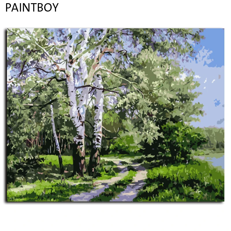 

PAINTBOY Landscape Framed Pictures Painting By Numbers DIY Digital Canvas Oil Painting Home Decor For Living Roon GX7487 40*50cm