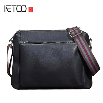 

AETOO Original art leather first layer leather shoulder bag cross section iPad soft leather casual portable wild trend men's bag
