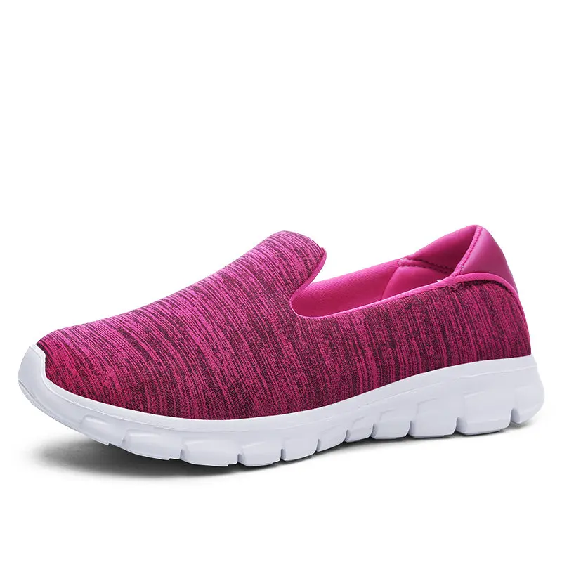 Весенняя женская спортивная обувь; легкая обувь на плоской подошве из сетчатого материала; удобные кроссовки для бега; женские слипоны; лоферы; Размеры 35-42 - Цвет: Purple