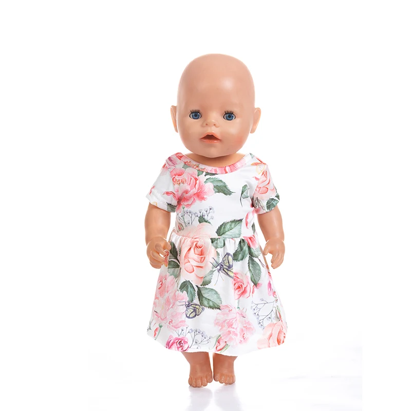 

Doll Clothes Fit 18 inch 40-43cm Born New Baby Doll Fruit sunflower rose flower skirt Clothes accessories For Baby Gift