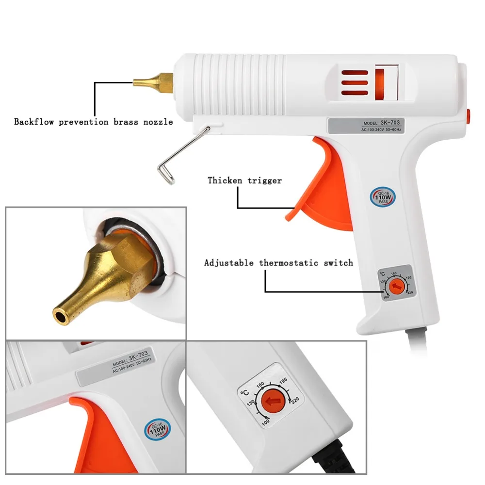 110 Вт Профессиональный высокотемпературный термоплавкий клеевой пистолет, Ремонтный тепловой пистолет, пневматический DIY инструмент, горячий клеевой пистолет, AC110-240V Daya Pemanas, Новинка