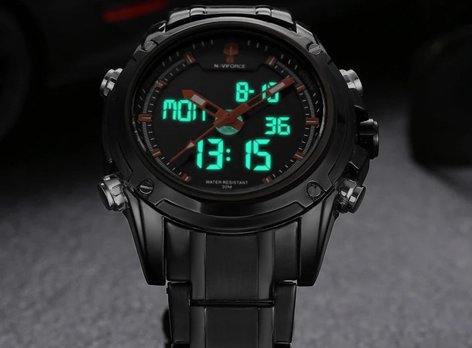 NAVIFORCE мужские военные водонепроницаемые спортивные часы из нержавеющей стали модные цифровые Кварцевые аналоговые наручные часы Relogio Masculino