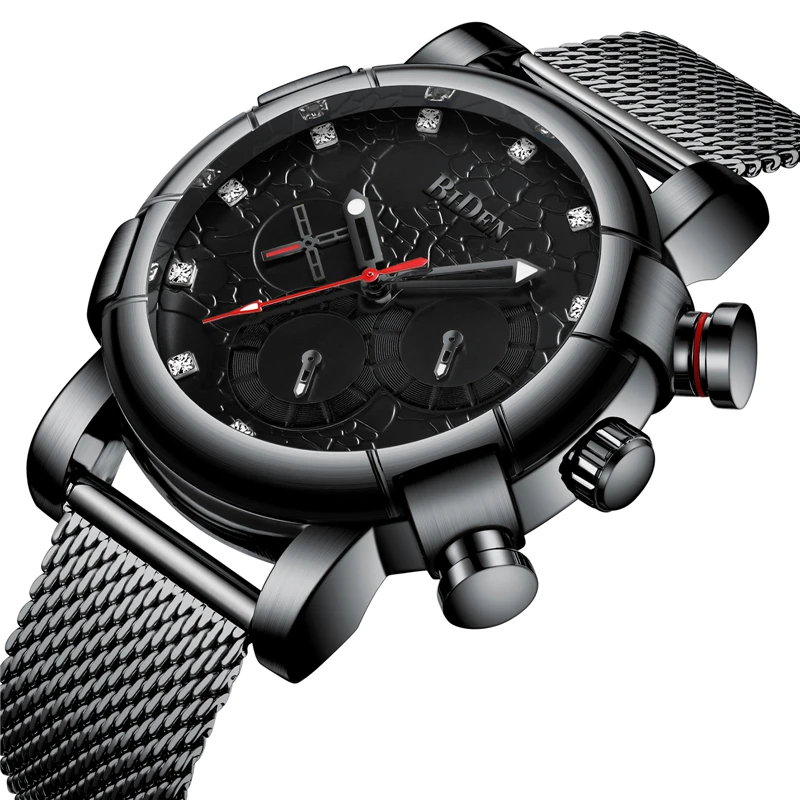 

BIDEN Auto Date Watch Men Fashion Sport Quartz Man Watches Full Mesh Stainless Steel Business Wristwatch Relogio Masculino