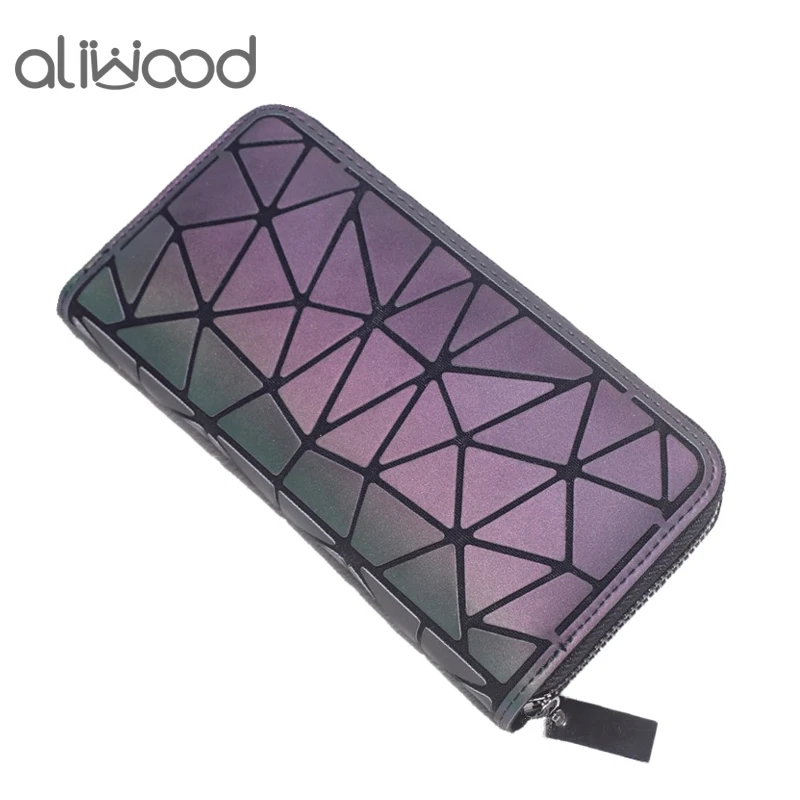Женский кошелек aliwood с геометрическим рисунком светящийся клатч зажимом для