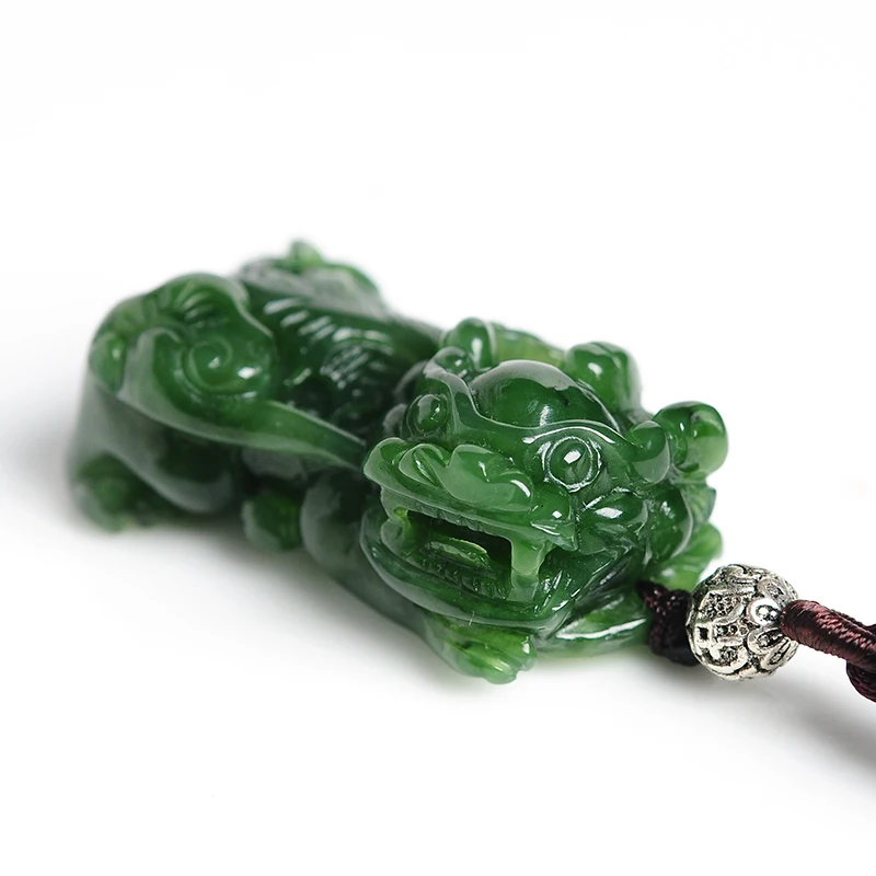 

Natural spinach Green Jasper Pixiu pendant genuine and Hetian jade pendant men and women Pixiu