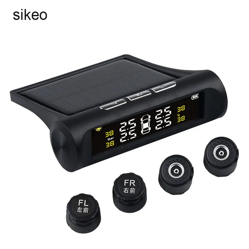 

sikeo Car Tyre Pressure Monitoring System Solar Charging TPMS Digital LCD Display Car Security Alarm Systems Car Electronics