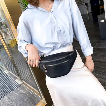 

Fanny Pack For Ladies PU Leather Waist Belt Bag Women Double Zipper Mini Waist Pack Women Outdoor Sports Chest Shoulder Bag #40