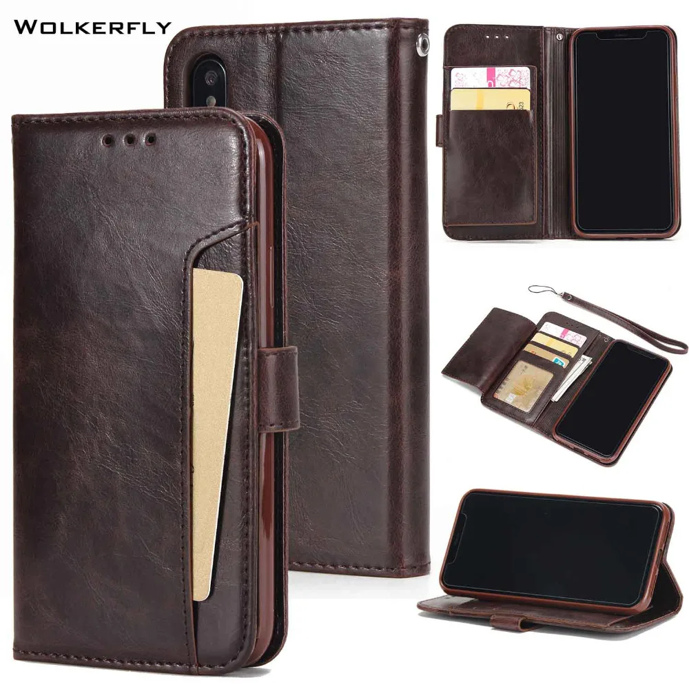 For iPhone XS Case Business Wallet Credit Card Slots Case