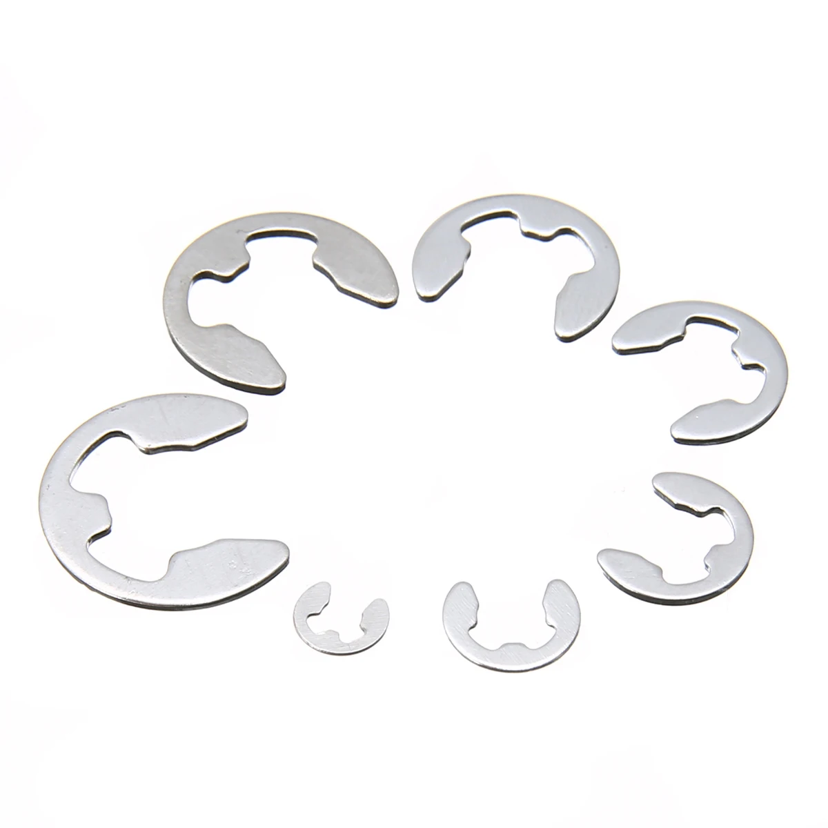 120pcs/lot Silver Stainless Steel E-Clip Kit  Retaining Circlip Assortment Kit 1.5mm to 10mm For Hardware Accessories