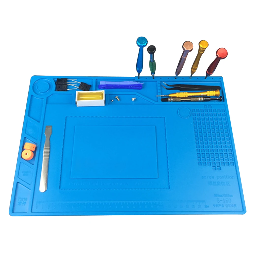 

Mobile Phone Repair Work Mat With Trough High Temperature Insulation Pad Air Gun Soldering Iron Soldering Mat Silicone Table Mat