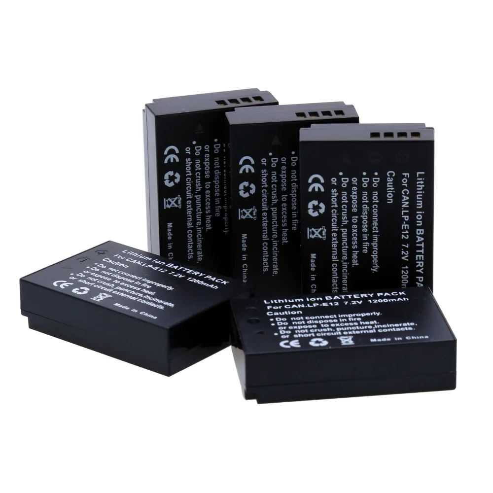 

5Pcs 7.2V 1200mAh LP-E12 LPE12 LP E12 Rechargeable Camera batteries for Canon EOS M M2 100D EOSM EOSM2 EOS100D