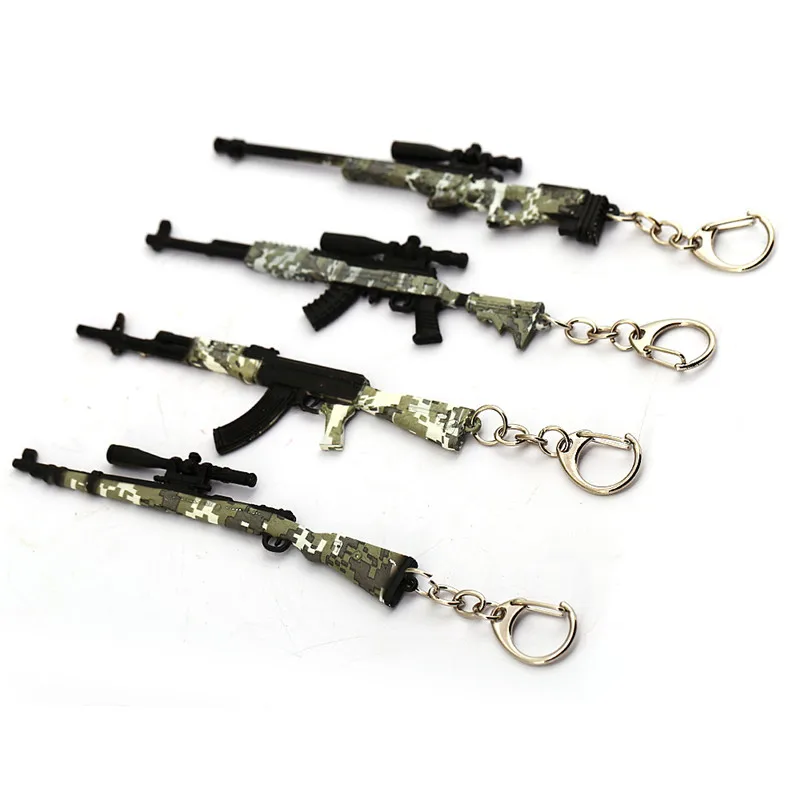 

New Playerunknown's Battlegrounds Keychain PUBG 12cm Gun Model Key Chain Ring Holder Portachiavi Porte Clef Men Jewelry Souvenir