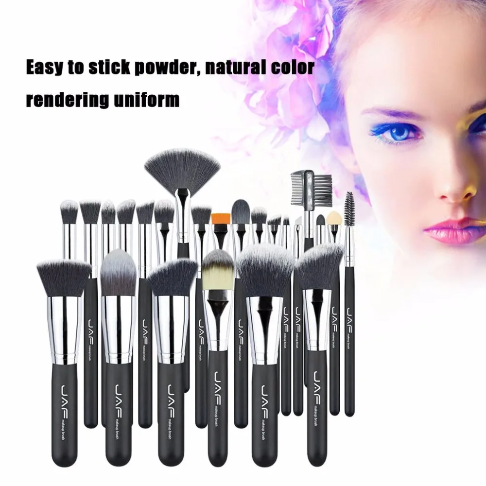 

24pcs/set JAF Professional Women Facial Makeup Brushes Set Wooden Handle Facial Cosmetic Makeup Soft Synthetic Hair Brushes