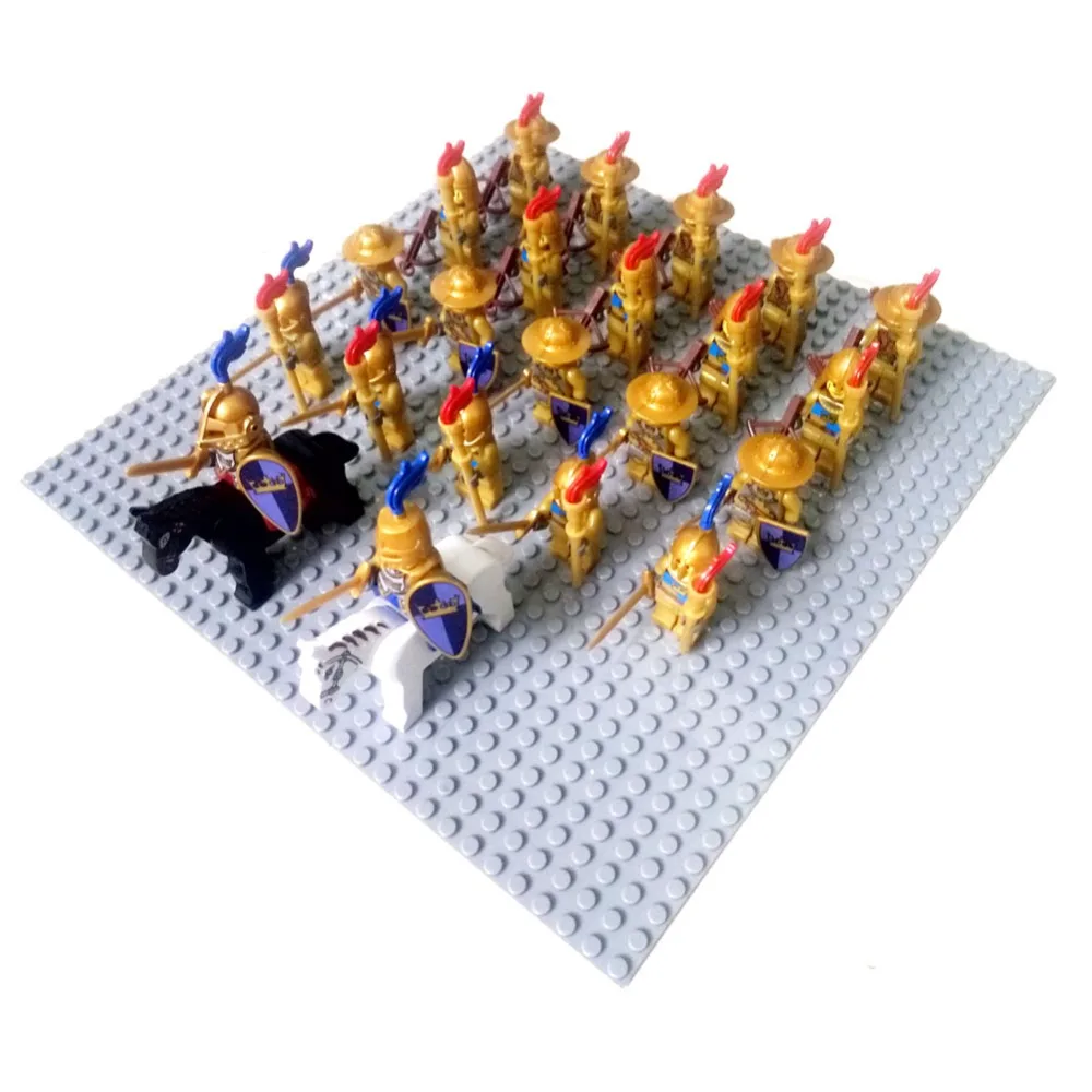 24 шт. Драгунский замок Королевский Рыцарь синий Лев Рыцари боевой конь римская кавалерия Воин Строительный блок мини-фигурка