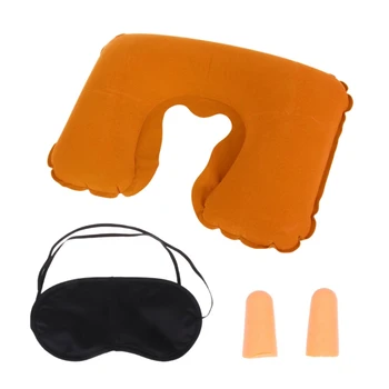 

Sell at a loss! New 1 Set Portable Inflatable Flight Pillow Neck U Rest Travel Accessories Air Cushion Eye Mask