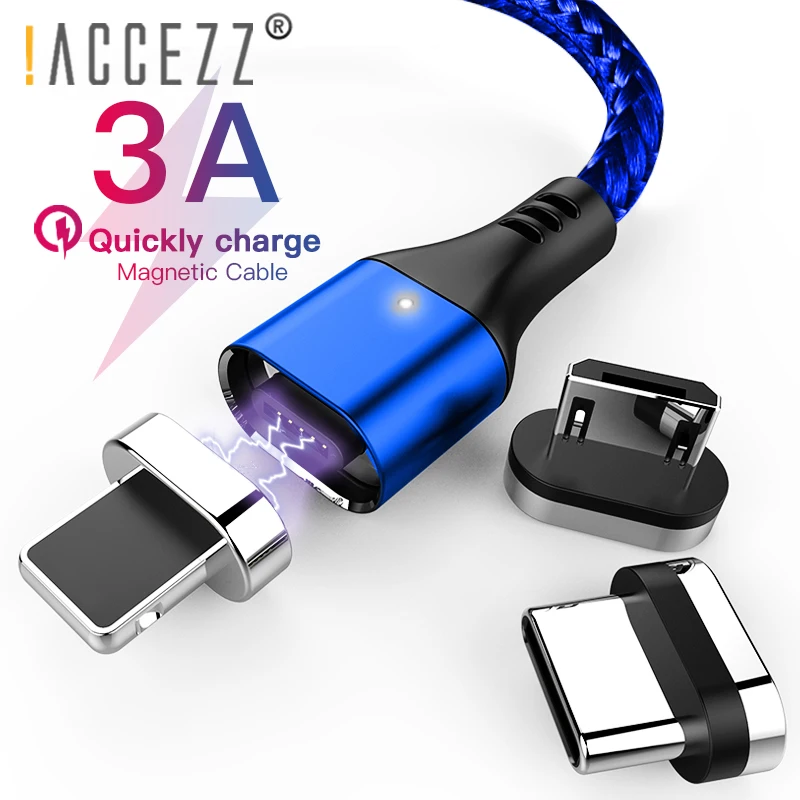 

!ACCEZZ 3A Magnetic Cable Fast Charging Micro USB Type C Cables For iPhone Samsung Xiaomi Magnet Charger Charge Data Phone Cord