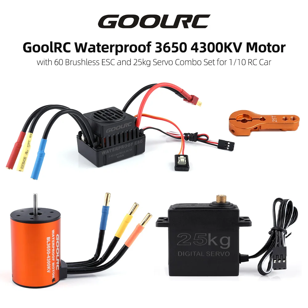 Двигатель GoolRC Combo Set 3650 4300KV RC Motor 60A Brushless ESC 25kg Servo w/ 25T Arm для радиоуправляемого