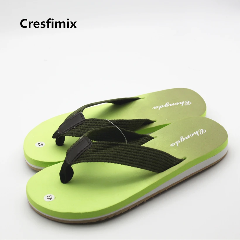 

Cresfimix male fashion multicolor soft beach flip flops men cute high quality eva sole flip flops man comfortable flip flops