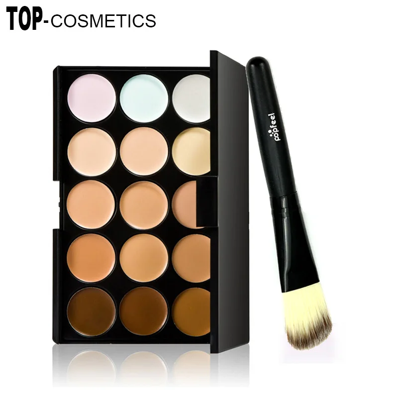 15 Color Foundation Make up Concealers Palette With Brush Makeup
