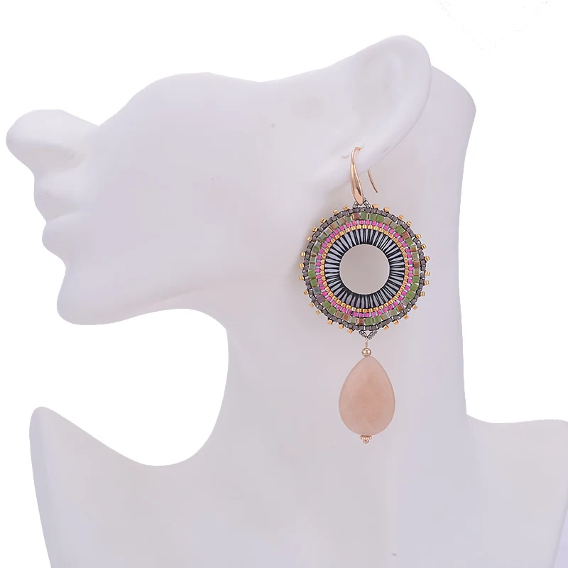 Sehuoran Janpen Glass Beads Drop Earrings Match Natural Stone And Ocean Shell Pendients Wedding Earrings For Woman Jewelry  (5)