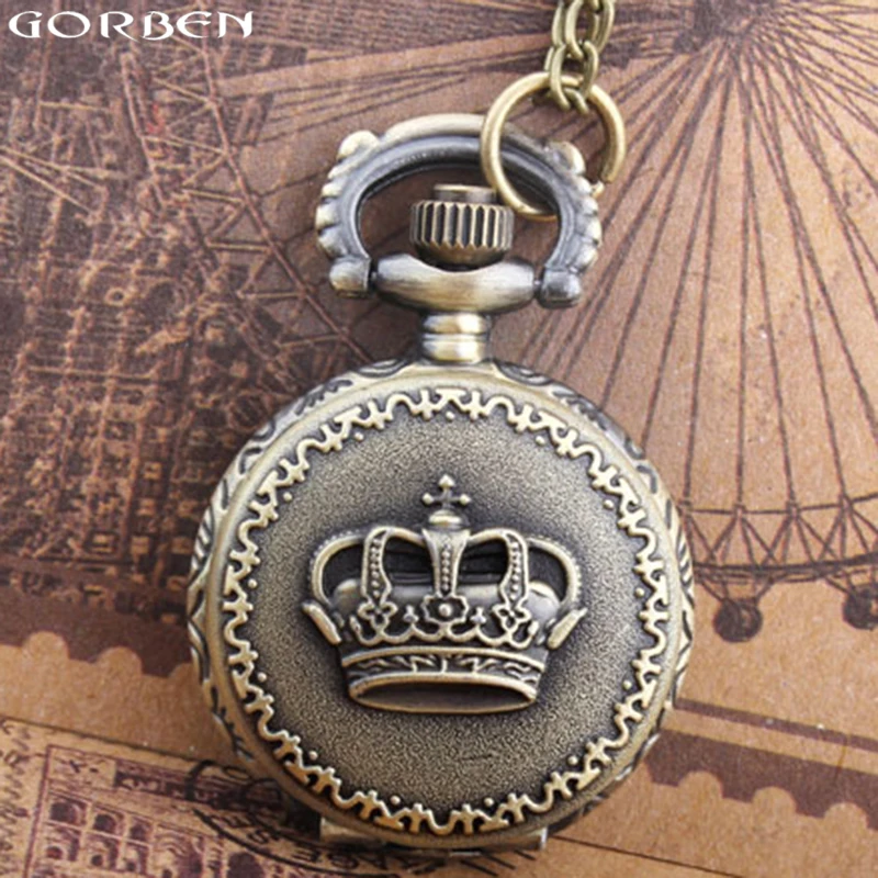 

Gorben watch small size crown steampunk fashion design mini pocket watch beautiful gifts quartz pocket watch men's or women