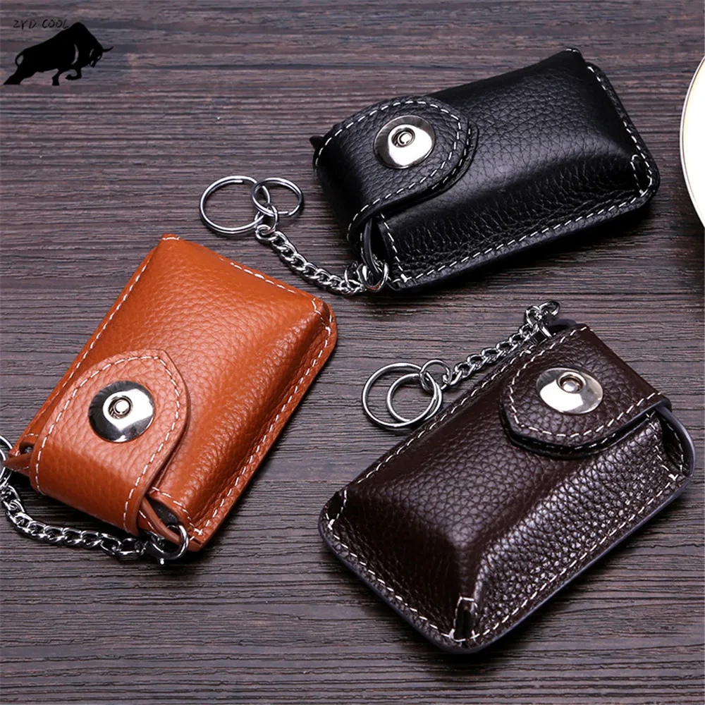 ZYD COOL Genuine Leather Key Case Pouch Women Keychain Magnetic buckle ...