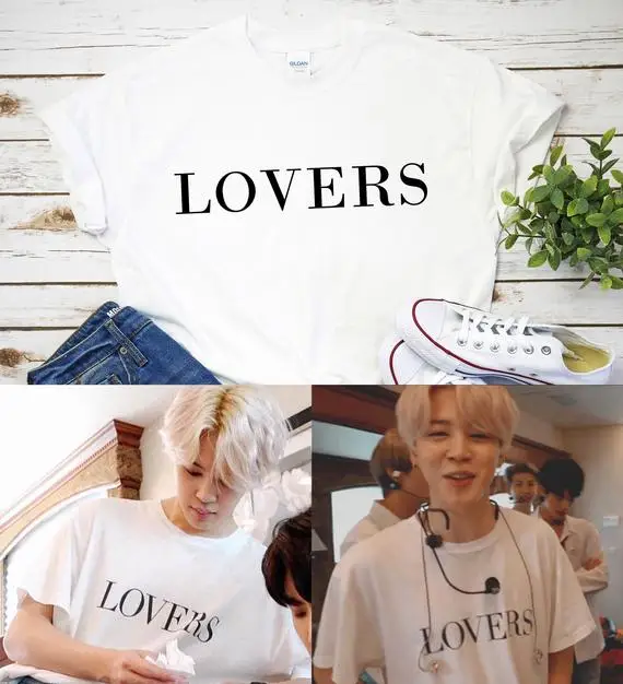 

Skuggnas Jimin LOVERS T-Shirt army k-pop shirt Short Sleeve Fashion Tumblr Casual Tops K-pop White T shirt High quality Tops