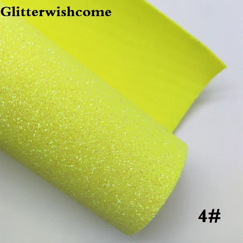 Glitterwishcome 30X134 см мини ролл синтетическая кожа, Fluo мелкие блестки кожа с лайкрой бэк винил для Луки, GM053 - Цвет: 4