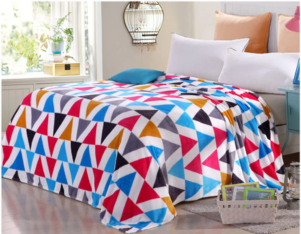 Family bedclothes Flannel colorful triangle blankets Blanket Adults