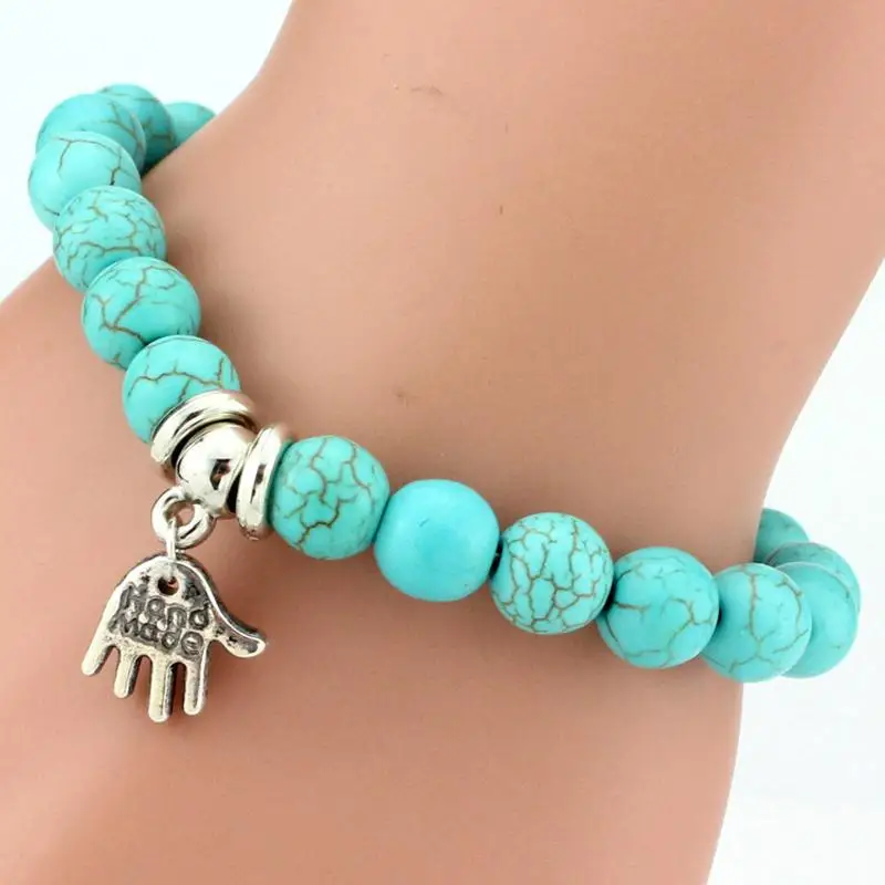 

Retro Boho Natural Stone Beads Lucky Bracelets New Owl Cross Life Tree Charms Pendiantes Pryer Bracelet & Bangle For Women B222