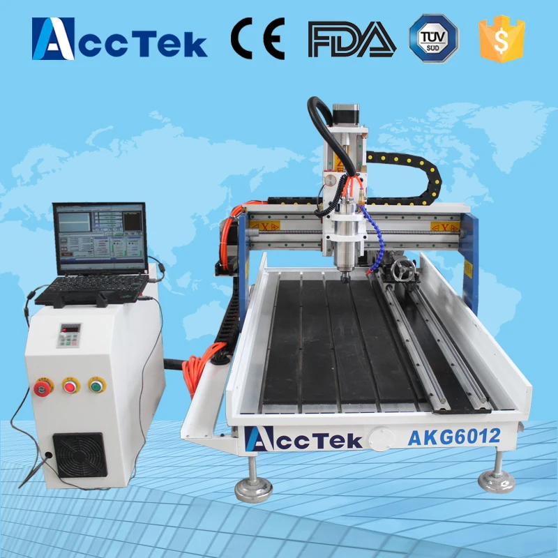 Acctek hot sale 4 axis cnc router engraving machinery 6012/cnc marble engraving machine price 6090