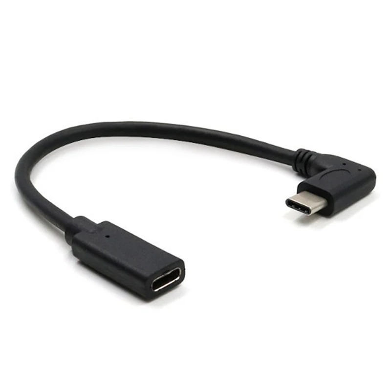 

1pc Type C USB 3.1 Female to Type C Male Plug Right Angle Male to Female Extension Connector Adapter Cable 25cm