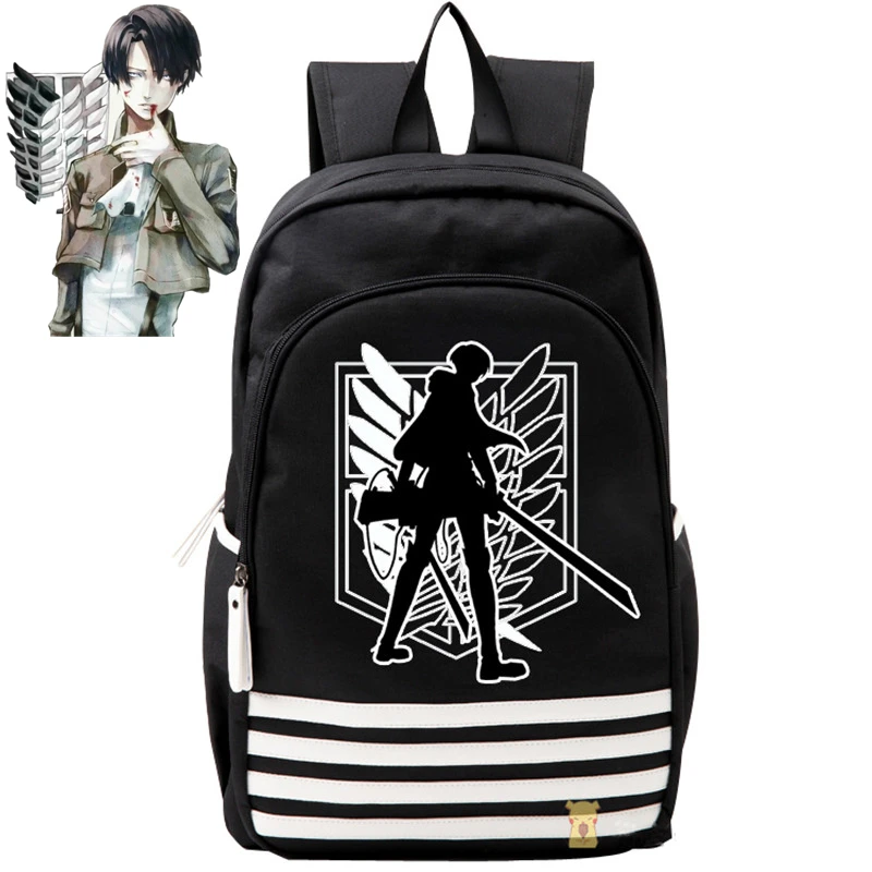 2017 New Arrival Anime Attack on Titan Levi Chief Luminous Printing Laptop font b Backpack b