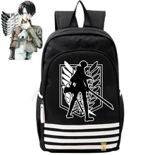 2017 nueva llegada ataque anime en titan levi jefe de impresión luminosa portátil mochila escolar mochila para adolescentes mujeres bolsas de viaje