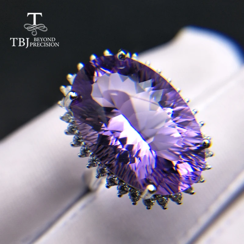 Женское кольцо с аметистом TBJ ювелирное изделие из серебра 925 пробы натуральным