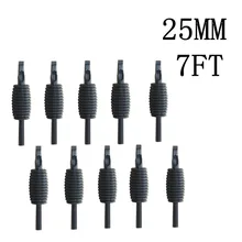 YILONG 10 шт. 25 мм 7 футов одноразовый силиконовый черный насадки для тату наконечники и рукоятка с наконечником