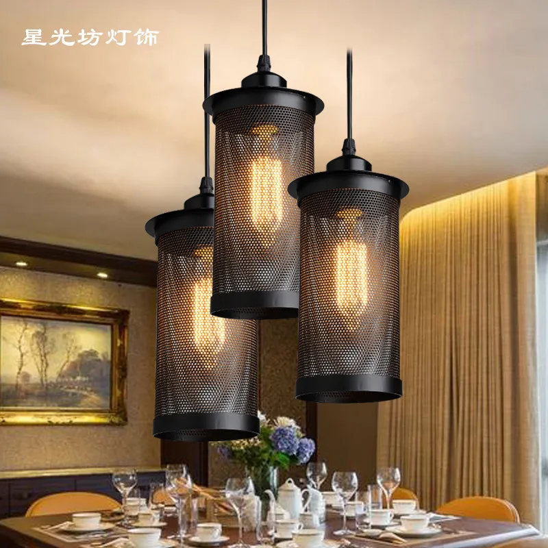 American black iron pendant light cafe bar table Iron personality attic balcony aisle lamp | Освещение