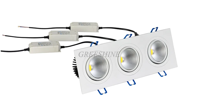 

3*10w 120lm/w high brightness square led downlight 3 heads Dimmable COB Led can light ceiling led 2700-6500K CRI>90 6pcslot