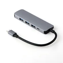 5 в 1 концентратор Usb Type C Алюминиевый сплав Usb 3,0 хаб порт Usb C адаптер Компьютерные аксессуары оптом(4 usb3.0 и 1 microusb