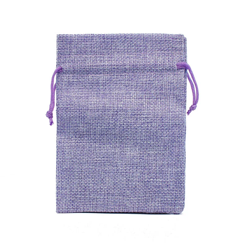 50 шт./лот, шнурок, натуральная Мешковина, джутовые подарочные сумки, много размеров, упаковка для ювелирных изделий, свадебные сумки с мешочком для конфет, можно изготовить логотип на заказ - Цвет: Purple-4