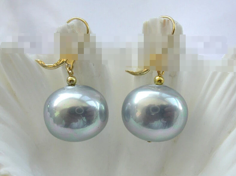 

hot sell new - 1286 baroque egg gray south sea shell pearls dangle earrings
