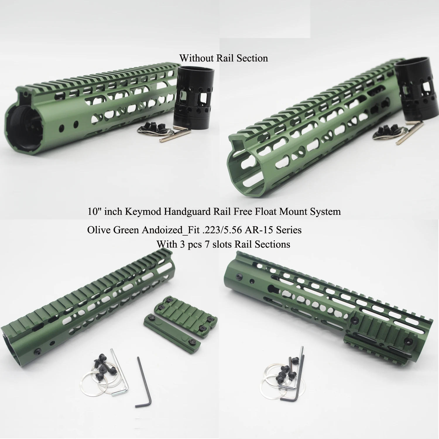 TriRock 10-дюймовая система крепления Keymod Handguard Rail без Пикатинни с/без рельсовых