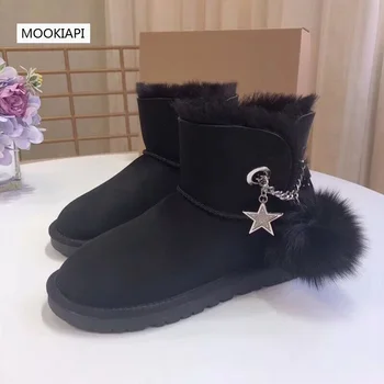 

The latest high-quality women's snow boots in Europe in 2019, real sheepskin, natural wool, low-barrel women's boots, five color