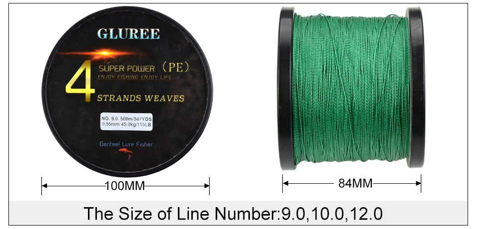 GLUREE 500M547Yards 4 Stands PE Line Braided Fishing Line 100%PE Multifilament Fishing Line Super Strong High Quality 15LB-50LB (11)