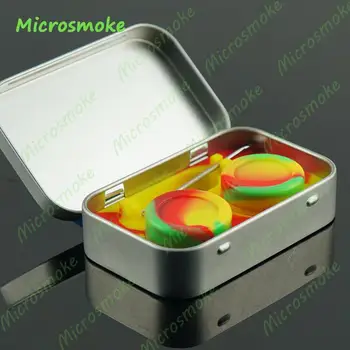 

4 in 1 Non-Stick Container Jars 5pcs/lot Wholesale Flexible Concentrate wax oil Dab Jar with Holder and Titanium Dab Rig Tool