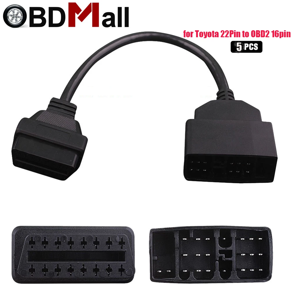 

5pcs/lots for Toyota 22Pin to OBD2 16pin Connector Adapter For Toyota 22 pin OBD II Car Accessories OBD Diagnostic Cable