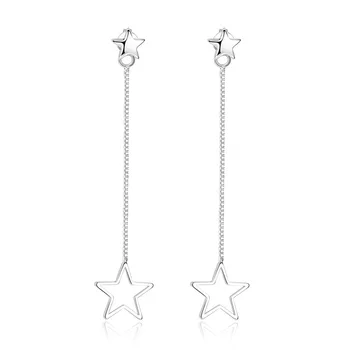 

XIYANIKE 925 Sterling Silver Wild Sweet Simplicity Stud Earrings For Women Pentagram After Hanging Earrings Brincos VES6760