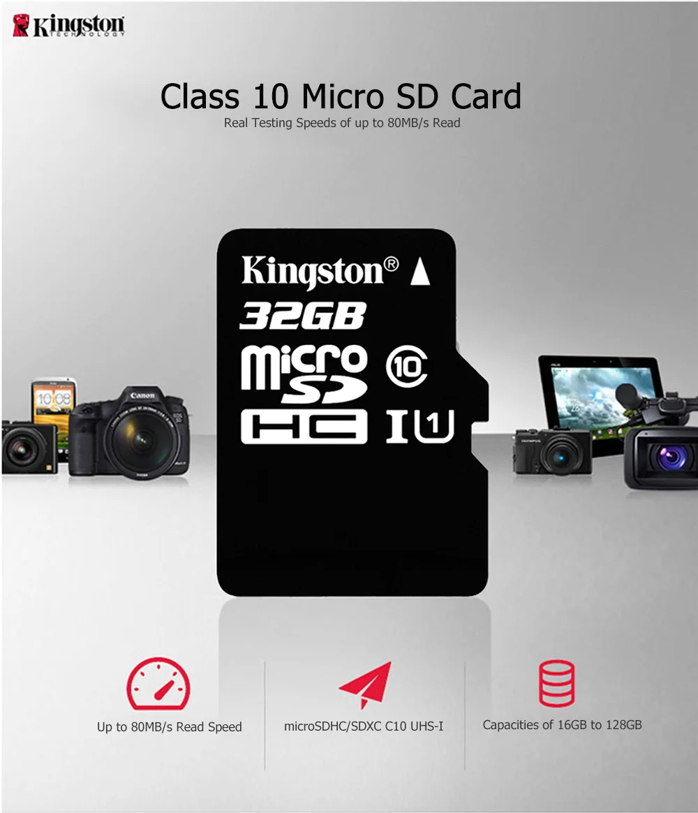 Kingston Class 10, карта памяти, SD, 16 ГБ, 32 ГБ, 64 ГБ, 128 ГБ, 256 ГБ, Micro Card, Mini SD карта, C4, 8 ГБ, SDHC, SDXC, TF карта для смартфонов